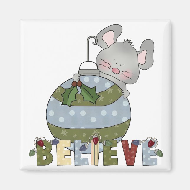 Imán Believe Mouse Ornament Navidades Holidays (Frente)