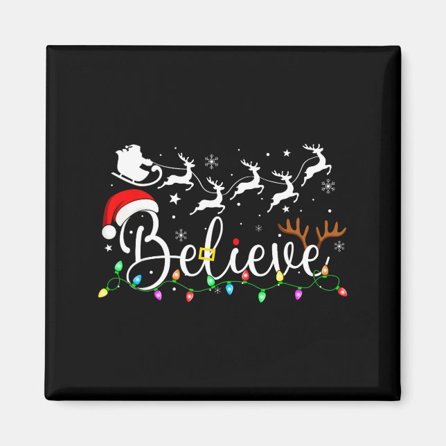 Imán Believe Santa Claus Believe Christmas Matching Paj (Frente)