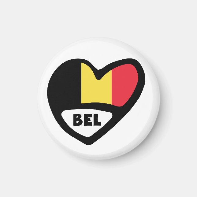 Imán BELIO del corazón de la bandera de código de país (Frente)