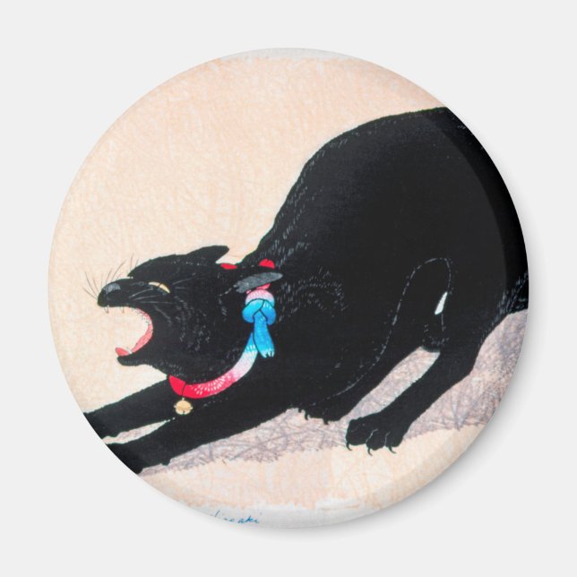 Imán Bella Artes de eclosión de gato negro por Hiroaki  (Frente)