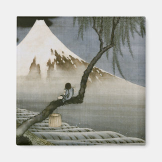 Imán Bella Artes japonés de Boy y Mount Fuji Hokusai