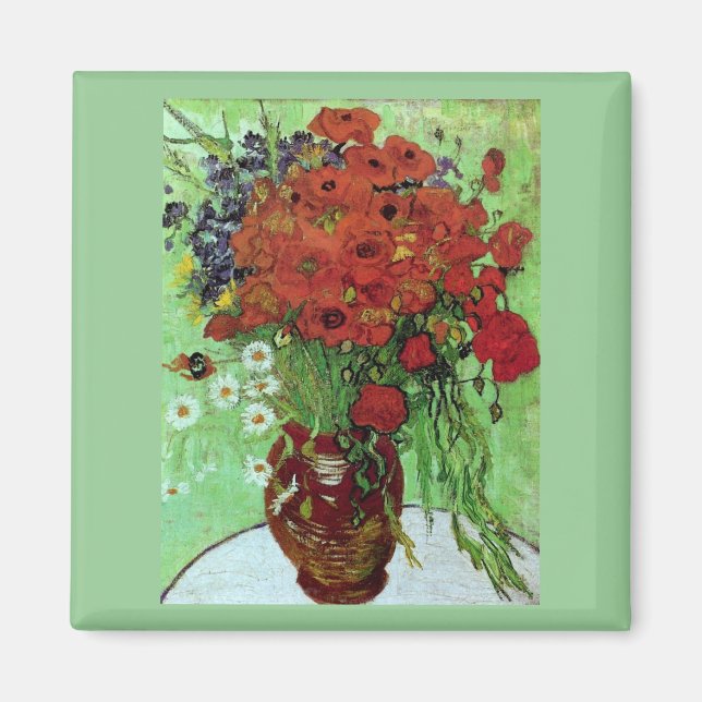 Imán Bella Artes Van Gogh de Red Poppies & Daisies (F28 (Frente)