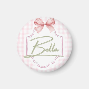 Imán Bella Baby Nursery Personalizado Bow&Gingham