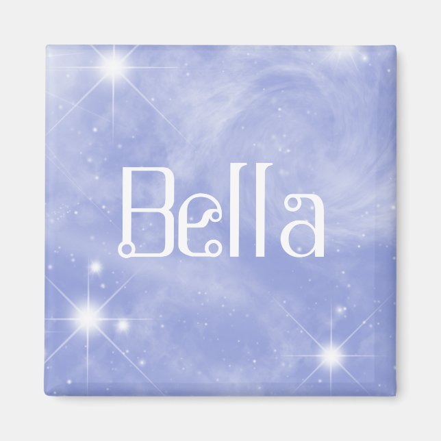 Imán Bella Name Magnet Editable | Espacio estrellado (Frente)