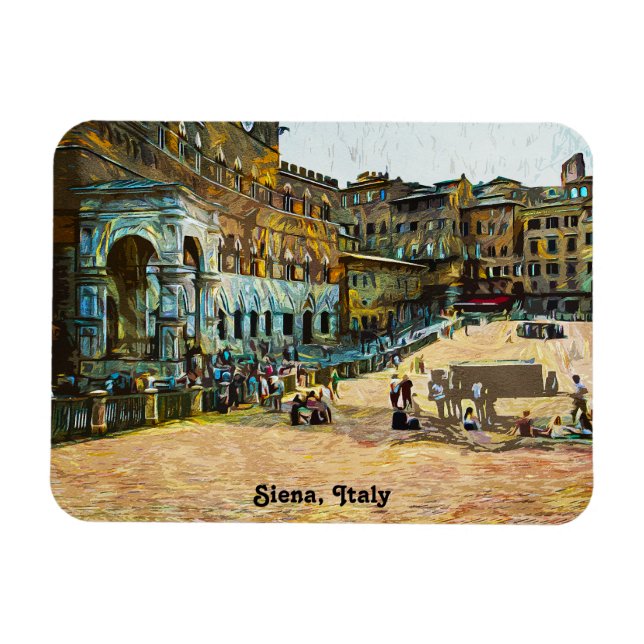 Imán Bella pintura al óleo de Siena Italia (Horizontal)