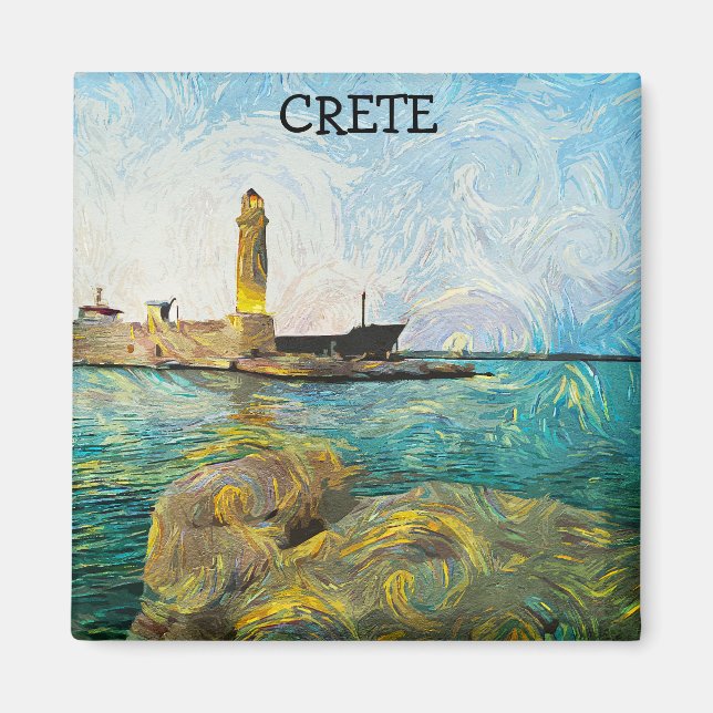 Imán Bella pintura al petróleo de Creta Grecia (Frente)