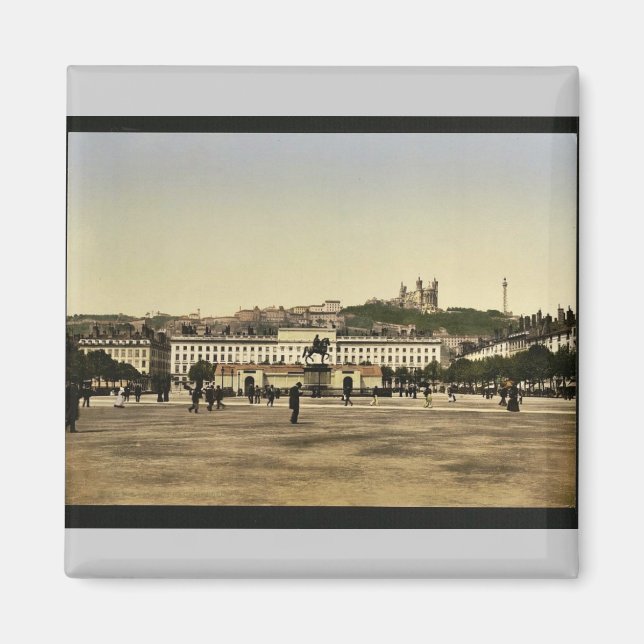 Imán Bellecour Place, Lyon, France vintage Photochrom (Frente)