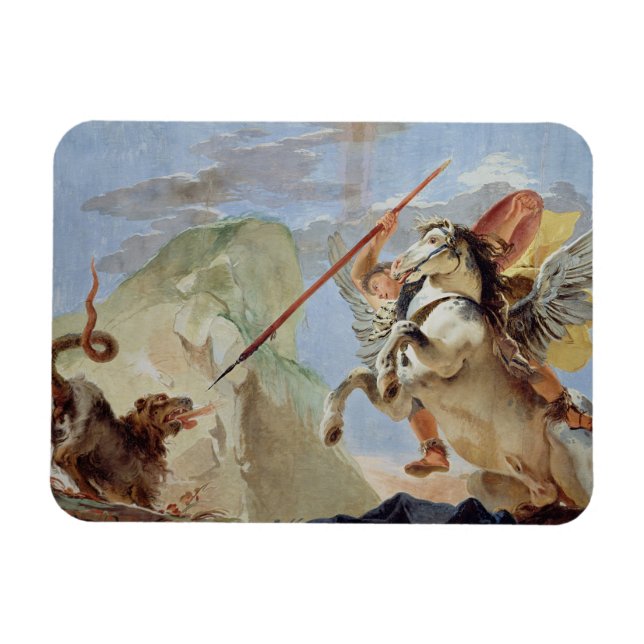 Imán Bellerófono, montando Pegasus, matando a la quimer (Horizontal)