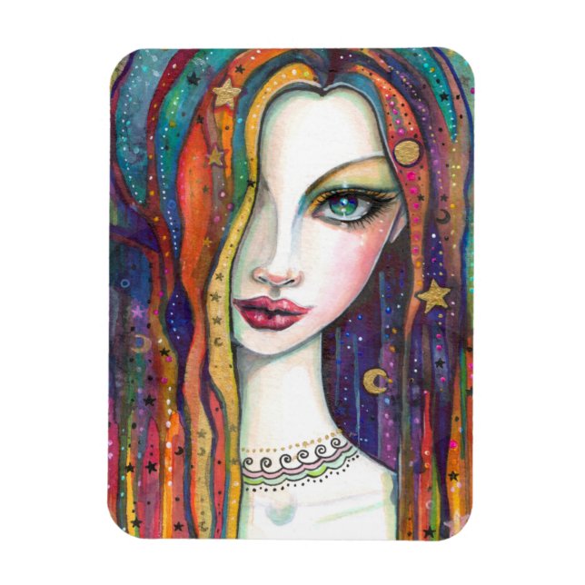 Imán Belleza Bohemia Celestia Arte de Molly Harrison (Vertical)
