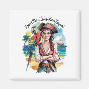 Imán Belleza De Bucanero Pirata Femenino En El Cubierta