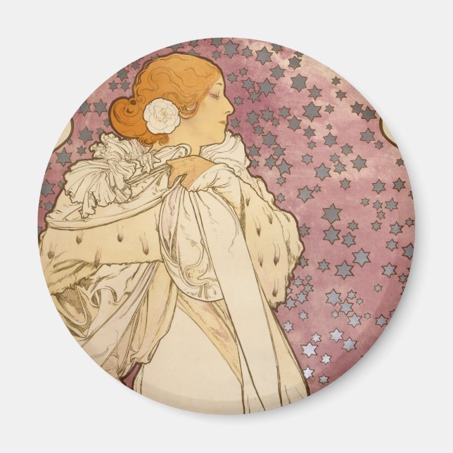 Imán Belleza de mujer mucha Art Nouveau (Frente)