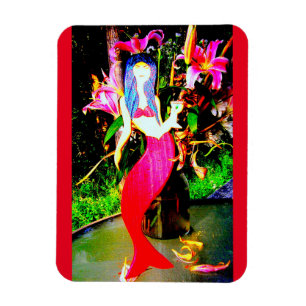 Imán belleza de sirena roja con martini