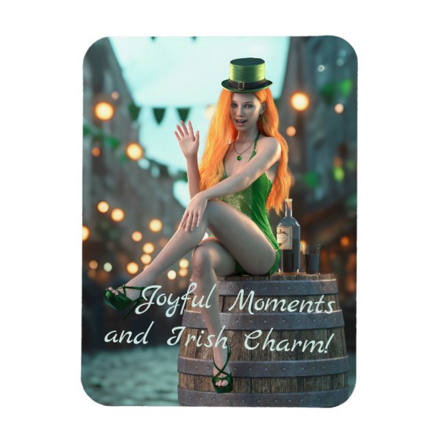 Imán Belleza del Día de San Patricio sentada en un barr (Vertical)