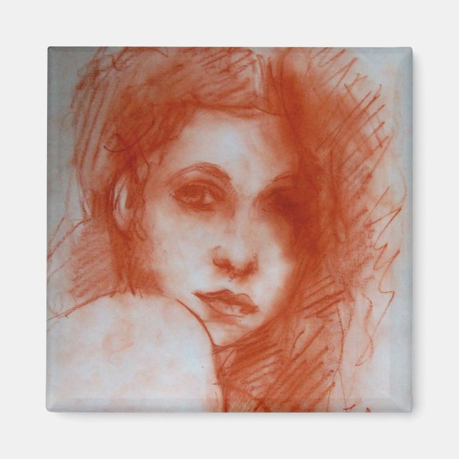 Imán BELLEZA ROMÁNTICA / Retrato femenino en Sepia Brow (Frente)