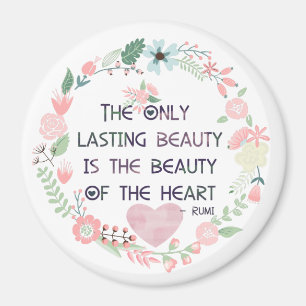 Imán Belleza rosa Inspiradora del corazón Rumi