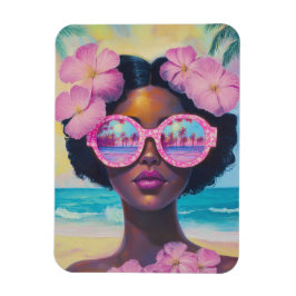 Imán Belleza tropical en tonos rosados