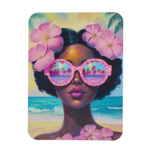 Imán Belleza tropical en tonos rosados