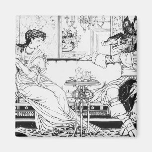 Imán Belleza y la bestia, 1874 (litho) (foto de b/w)