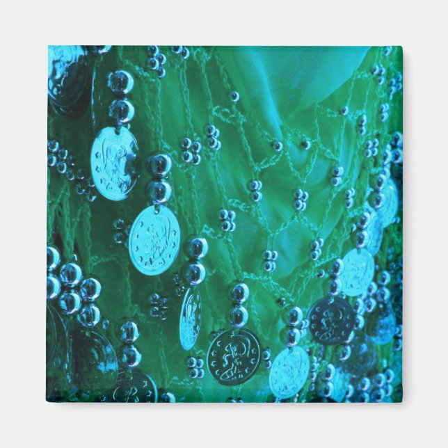 Imán Belly baila pañuelo de cadera con monedas bindi ca (Frente)