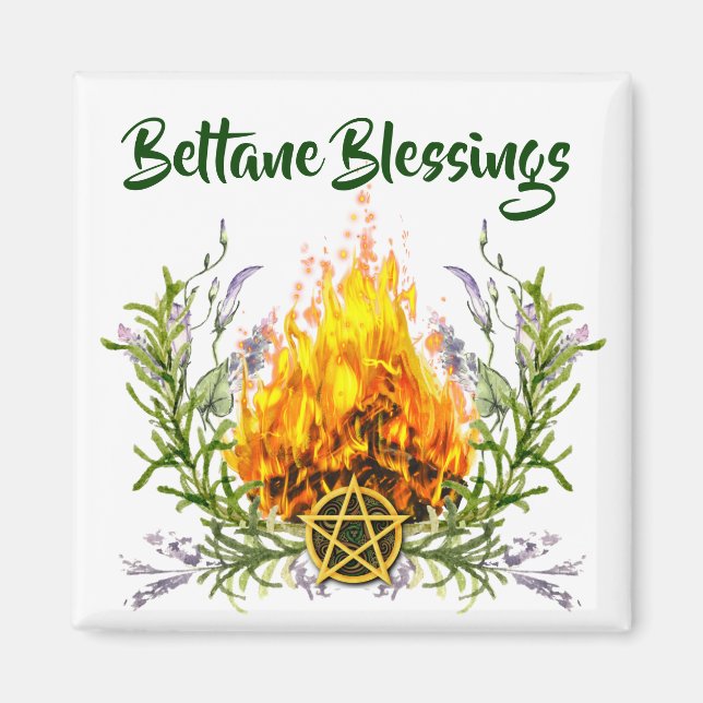 Imán Beltane Bendice Floral Fire Wicca (Frente)