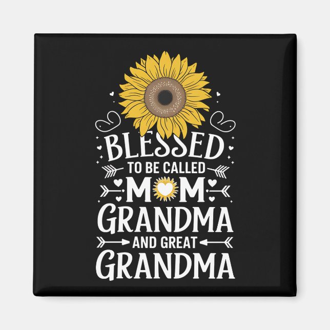 Imán Bendecida por ser llamada Mamá Abuela Gran Girasol (Frente)