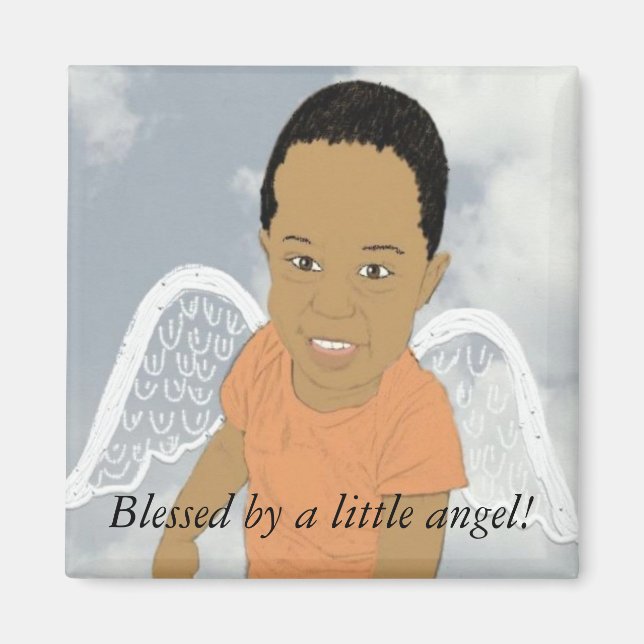 Imán Bendecido por un pequeño ángel Magnet (Frente)