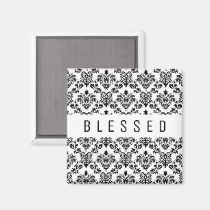 Imán BENDICIÓN minimalista, floral negra