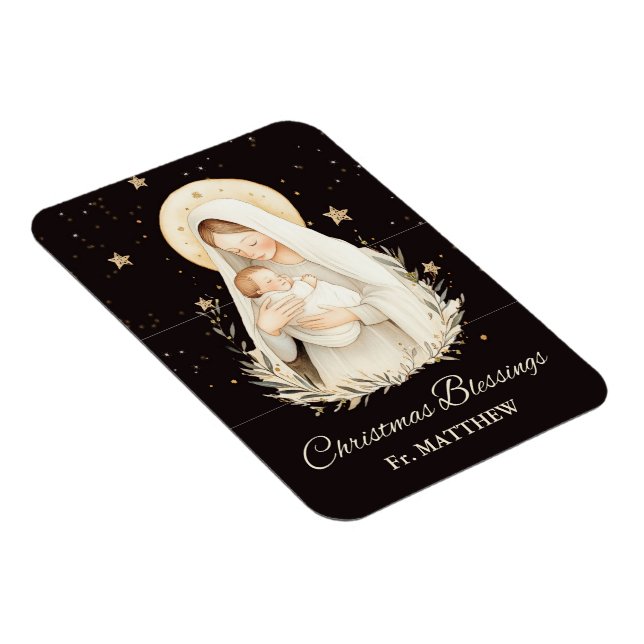 Imán Bendiciones de Navidad del sacerdote Madonna Niño  (Lado Derecho)