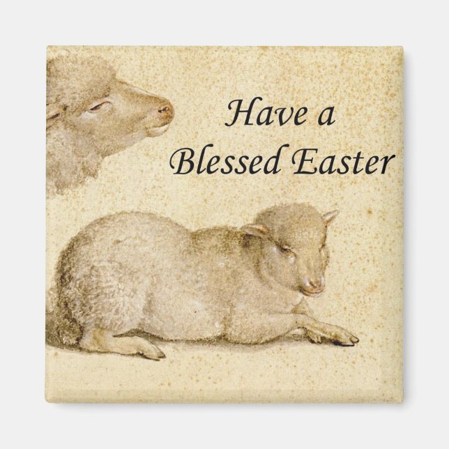 Imán Bendiciones de Pascua, obra de cordero desangrada  (Frente)