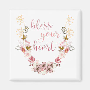 Imán Bendiciones tu corazón (flores rosadas)