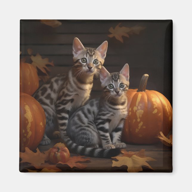 Imán Bengal Kitten Calabaza deslumbrante otoño (Frente)