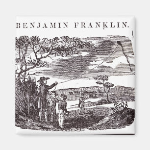 Imán Benjamin Franklin conduce su experimento de la