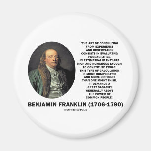 Imán Benjamin Franklin que evalúa cita de las