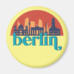 Imán Berlín Alemania Skyline Retro Cityscape Art
