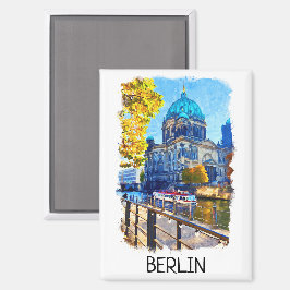 Imán Berlín Berliner Dom Watercolor Ilustracion