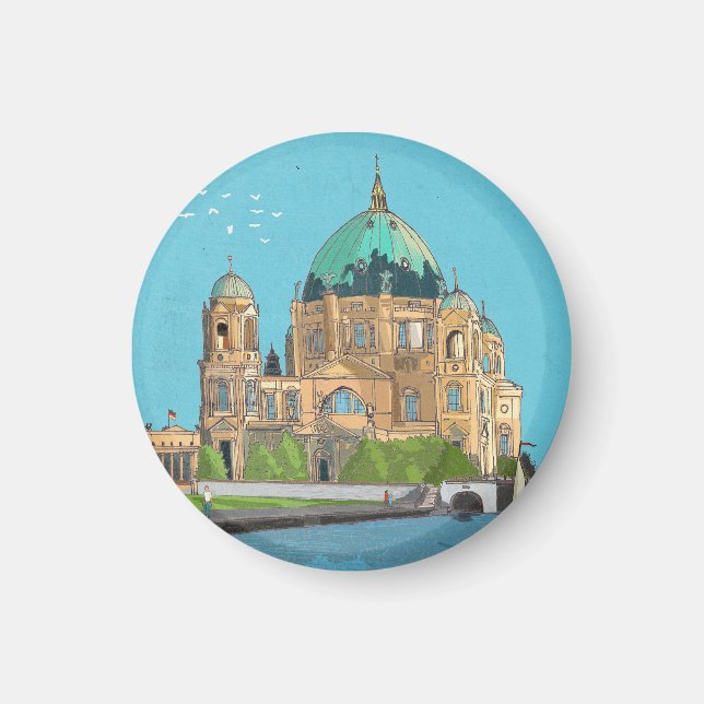 Imán Berliner Dom Alemania Ilustracion caprichoso (Frente)