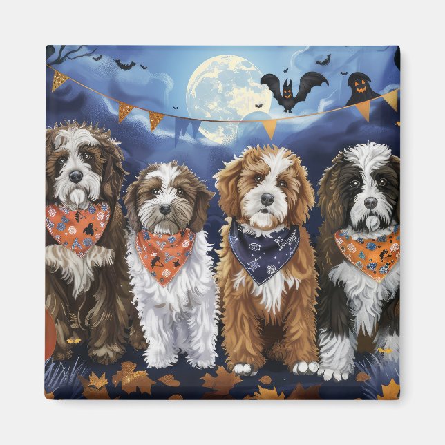 Imán Bernedoodle Halloween Espeluznante (Frente)
