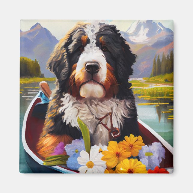 Imán Bernedoodle sobre un remo: Una aventura escénica (Frente)