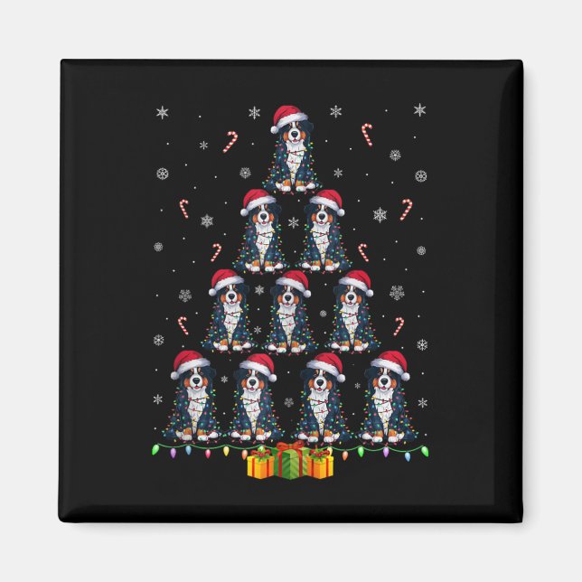 Imán Bernese Mountain Dog Santa Hat Xmas enciende la Na (Frente)