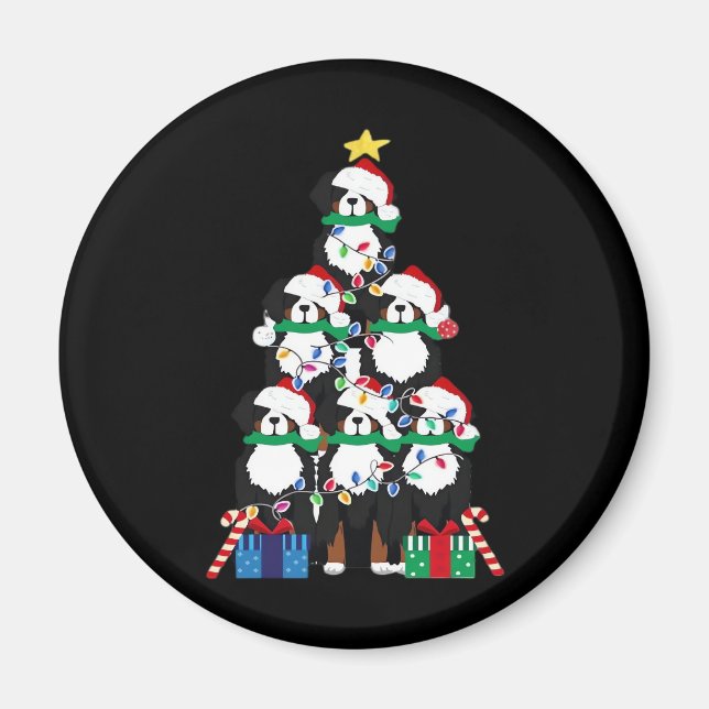 Imán Bernese Mt Dog Puppy Christmas Tree Classic T-Shir (Frente)