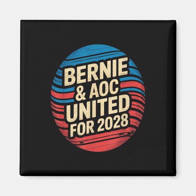 Imán Bernie Sanders Y Aoc 2028 Para La Campaña Presiden (Frente)