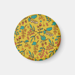 Imán Berries en ramas, patrón de naturaleza sin fisuras