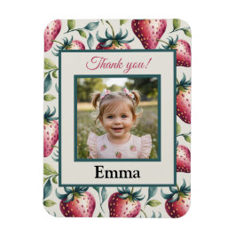 Imán Berry Sweet Strawberry Birthday Photo Name