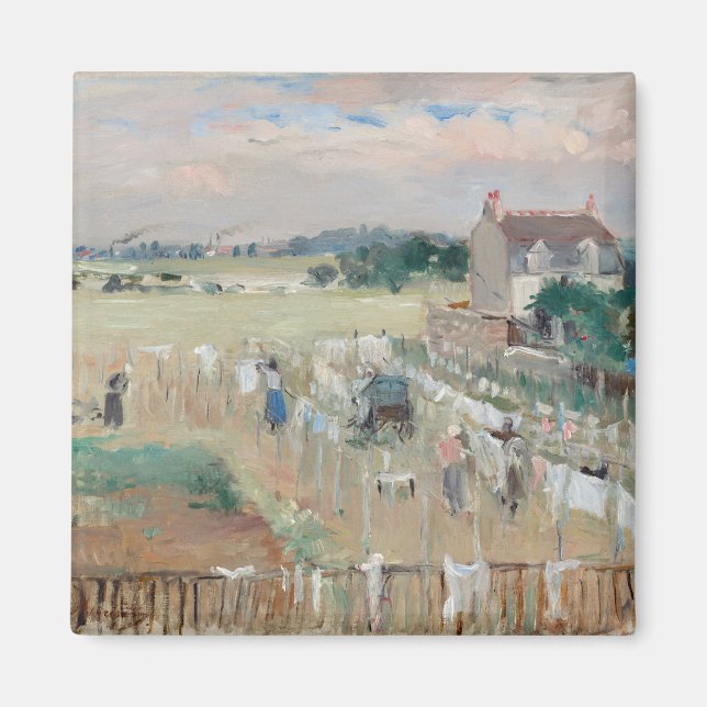 Imán Berthe Morisot - Colgando la ropa para secar (Frente)
