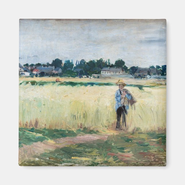 Imán Berthe Morisot - En el Wheatfield en Gennevillier (Frente)