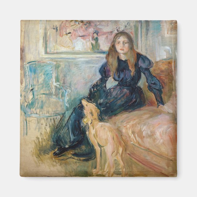 Imán Berthe Morisot - Julie y su Greyhound Laerte (Frente)