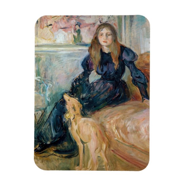 Imán Berthe Morisot - Julie y su Greyhound Laerte (Vertical)
