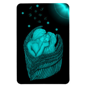 Imán Besada de ángeles , diseño negro y verde