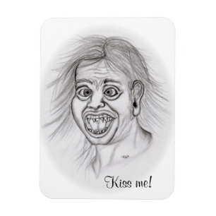 Imán ¡Bésame! Diseño en blanco y negro del dibujo del l