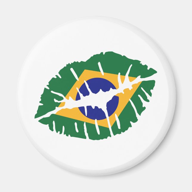 Imán Beso de bandera de Brasil (Frente)